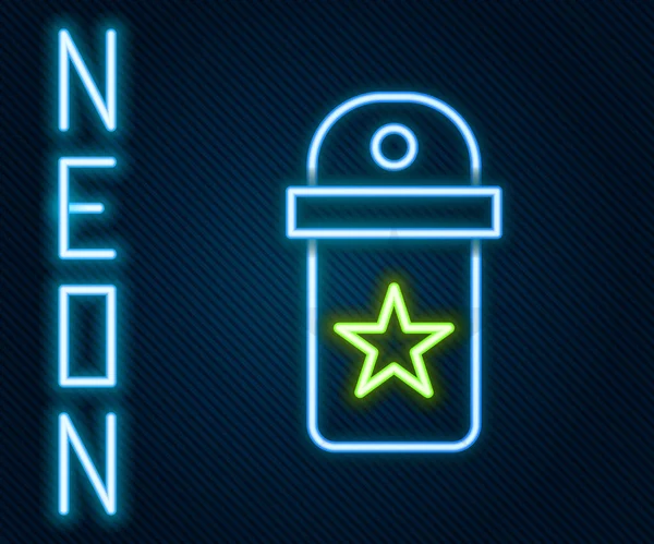 Gloeiende Neon Lijn Chevron Icoon Geïsoleerd Zwarte Achtergrond Militaire Badge — Stockvector