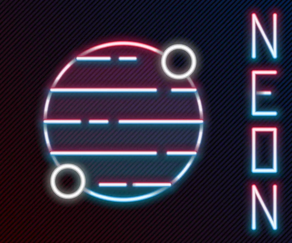 Icona Luminosa Neon Linea Planet Isolato Sfondo Nero Concetto Contorno — Vettoriale Stock