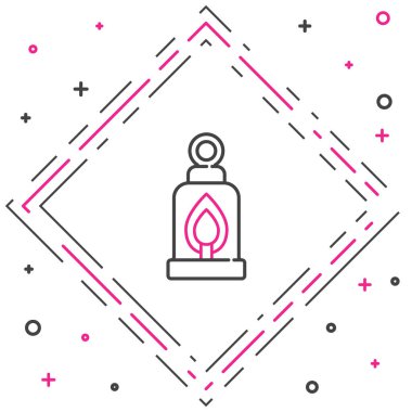 Kamp feneri simgesi beyaz arkaplanda izole edildi. Mutlu Cadılar Bayramı Partisi. Renkli taslak konsepti. Vektör.