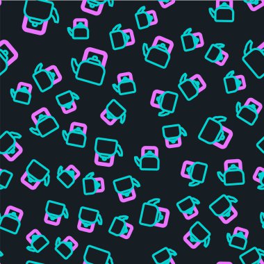 Siyah arkaplandaki ikon izole edilmiş çizgi çaydanlığı. Çaydanlık ikonu. Vektör.