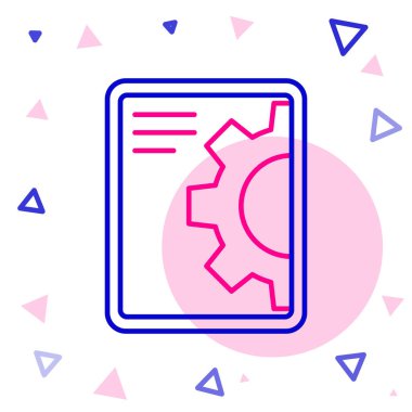 Line Yazılım, Web Geliştirme, programlama konsepti simgesi beyaz arkaplanda izole edildi. Ekran tabletinde programlama dili ve kod. Renkli taslak konsepti. Vektör.