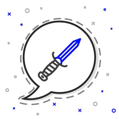 Beyaz arka planda izole edilmiş askeri bıçak ikonu. Renkli taslak konsepti. Vektör.