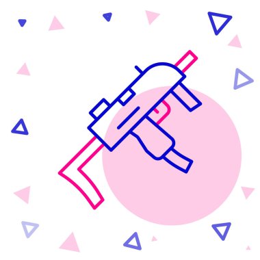 MP9 hafif makineli tüfek simgesi beyaz arkaplanda izole edildi. Otomatik silah. Renkli taslak konsepti. Vektör.