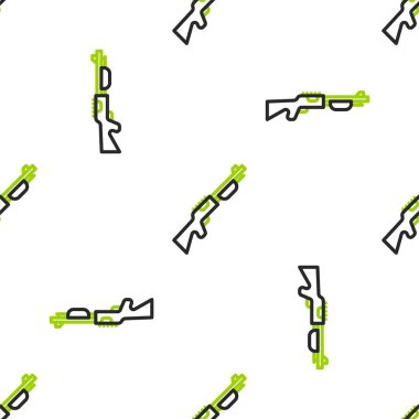 Çizgi Avcısı silah simgesi beyaz arka planda izole edilmiş kusursuz desen. Av tüfeği. Vektör.