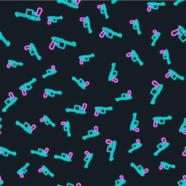 Çizgi Mauser silah simgesi siyah arkaplanda izole edilmiş. Mauser C96 yarı otomatik bir tabanca. Vektör.