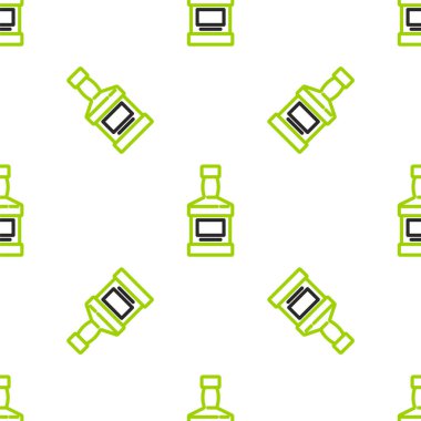 Çizgili viski şişesi ikonu beyaz arka planda izole edilmiş kusursuz desen. Vektör.