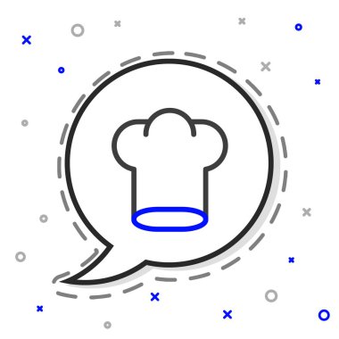 Hat Şefi şapka simgesi beyaz arkaplanda izole edildi. Aşçılık sembolü. Aşçı şapkası. Renkli taslak konsepti. Vektör.