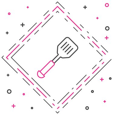 Spatula çizgisi simgesi beyaz arkaplanda izole edildi. Mutfak spatula ikonu. Barbekü spatula işareti. Barbekü ve ızgara aleti. Renkli taslak konsepti. Vektör.