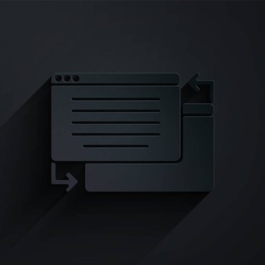 Kağıt kesiği UI veya UX tasarım simgesi siyah arkaplanda izole edildi. Kağıt sanatı tarzı. Vektör.