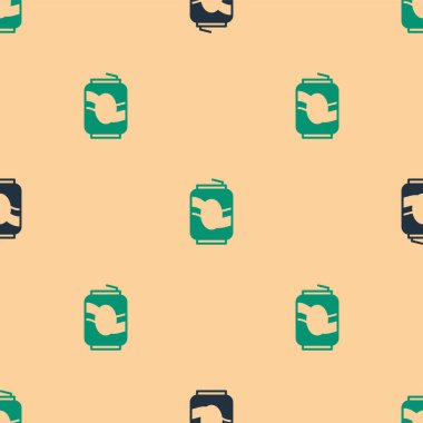 Yeşil ve siyah Soda, bej arka planda izole edilmiş pürüzsüz bir kalıp oluşturabilir. Vektör.