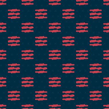 Kırmızı çizgi dikenli tel ikonu siyah arkaplanda izole edilmiş pürüzsüz desen. Vektör.