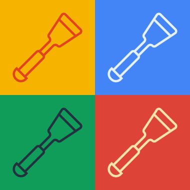Pop sanat çizgisi Spatula simgesi renk arkaplanında izole edildi. Mutfak spatula ikonu. Barbekü spatula işareti. Barbekü ve ızgara aleti. Vektör.
