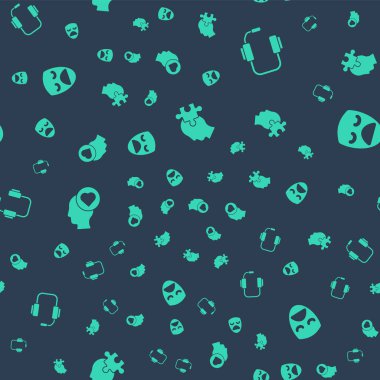 Soruna çözüm bul, çevrimiçi psikolog, kırık kalp ya da boşanma ve dramatik maske. Vektör.