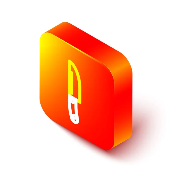 Isometrische Lijn Knife Icoon Geïsoleerd Witte Achtergrond Bestek Symbool Oranje — Stockvector