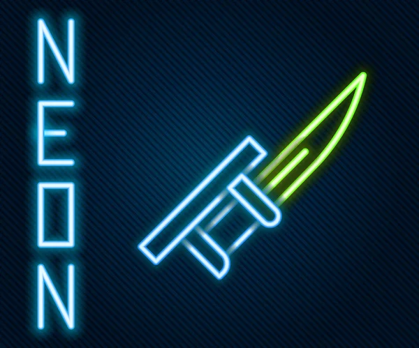 Gloeiende Neon Lijn Bayonet Geweer Icoon Geïsoleerd Zwarte Achtergrond Kleurrijk — Stockvector