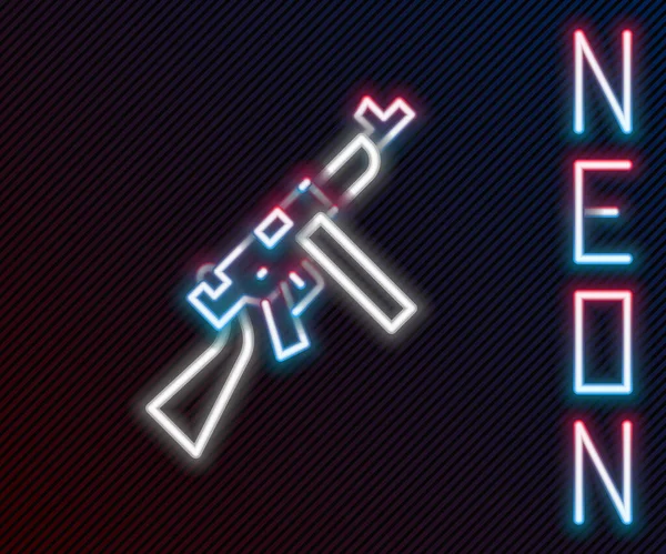 Glödande Neon Line Thompson Tommy Subachine Pistol Ikon Isolerad Svart — Stock vektor