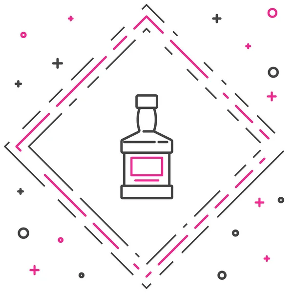 Ligne Icône Bouteille Whisky Isolé Sur Fond Blanc Concept Contour — Image vectorielle