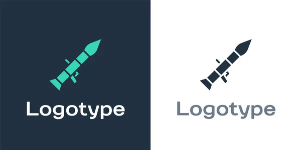 Logotype Raketlanceerder Met Raketpictogram Geïsoleerd Witte Achtergrond Logo Ontwerp Template — Stockvector