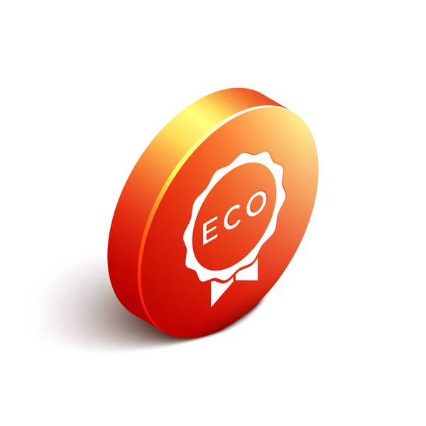 Isometrisk Banner Etikett Etikett Logotyp För Eko Grön Hälsosam Mat — Stock vektor