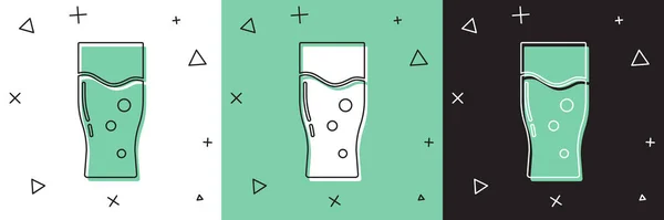 Ensemble Verre Icône Bière Isolé Sur Fond Blanc Vert Noir — Image vectorielle
