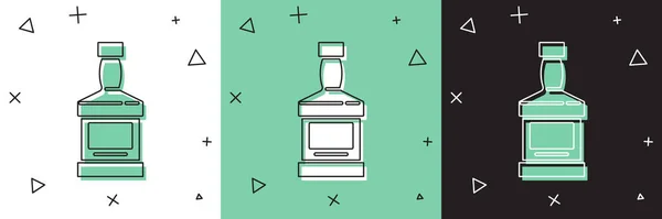 Set Whiskey Bottle Icon Isolated White Green Black Background Vector — Stock Vector