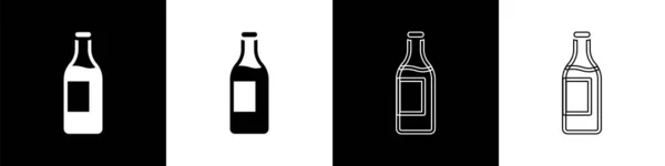 Set Icono Botella Vino Aislado Sobre Fondo Blanco Negro Vector — Archivo Imágenes Vectoriales