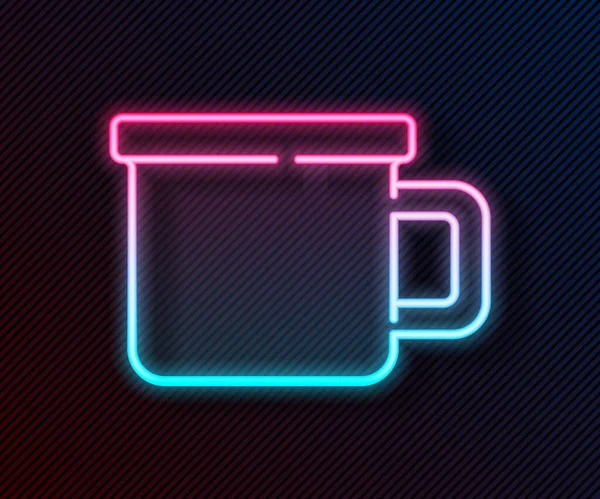 Parlayan neon hattı Kamp yapan metal sabıka simgesi siyah arka planda izole edildi. Vektör.