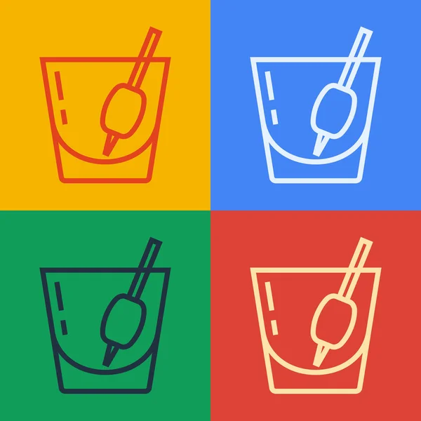 Pop Art Γραμμή Κοκτέιλ Bloody Mary Εικονίδιο Απομονώνονται Φόντο Χρώμα — Διανυσματικό Αρχείο