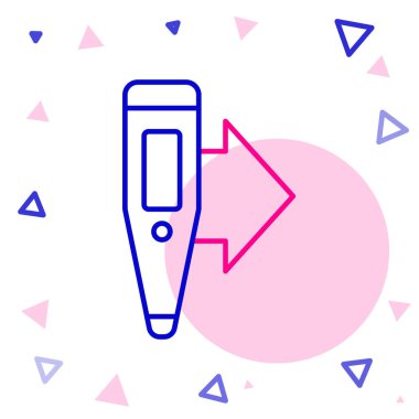 Tıbbi muayene ikonu için çizgi tıbbi termometresi beyaz arka planda izole edildi. Renkli taslak konsepti. Vektör.