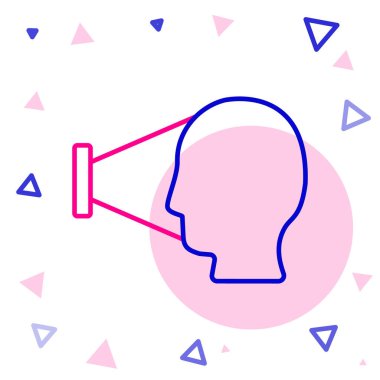 Çizgi Yüz tanımlama simgesi beyaz arkaplanda izole edildi. Yüz tanımlama simgesi. Yüz tanıma. Siber güvenlik kavramı. Renkli taslak konsepti. Vektör.