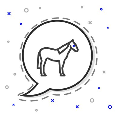 Çizgi At simgesi beyaz arkaplanda izole edildi. Hayvan sembolü. Renkli taslak konsepti. Vektör.