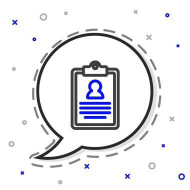 Beyaz arka planda izole edilmiş klinik kayıt simgesine sahip Line Medikal panosu. Reçete, tıbbi kontrol işaretleri raporu. Renkli taslak konsepti. Vektör.