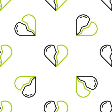 Kırık kalp ya da boşanma ikonu beyaz arka planda izole edilmiş kusursuz desen. Aşk sembolü. Sevgililer Günü. Vektör.