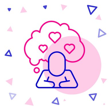 Kırık kalp ya da boşanma simgesi beyaz arka planda izole edilmiş. Aşk sembolü. Sevgililer Günü. Renkli taslak konsepti. Vektör.