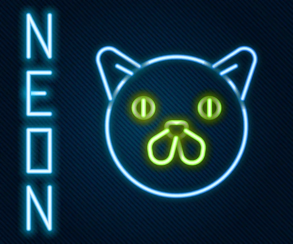 Zářící Neonová Čára Ikona Cat Izolovaná Černém Pozadí Zvířecí Symbol — Stockový vektor