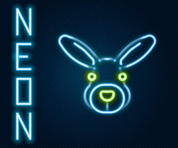 发光的霓虹灯线兔子头图标孤立在黑色背景 五彩缤纷的概念 — 图库矢量图片