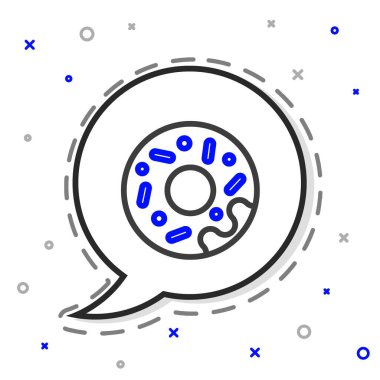 Beyaz arka planda izole edilmiş tatlı jöleli donut. Renkli taslak konsepti. Vektör.