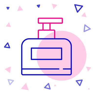 Beyaz arka planda izole edilmiş bir şampuan ikonu çizgisi. Renkli taslak konsepti. Vektör.