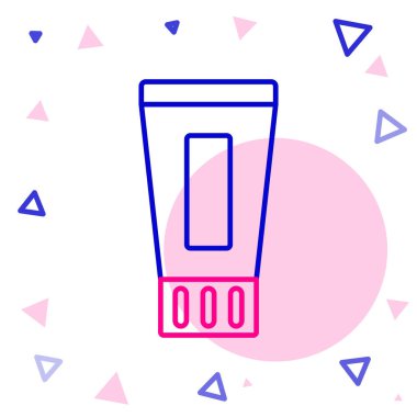 Beyaz zemin üzerinde izole edilmiş diş macunu simgesi çizgi tübü. Renkli taslak konsepti. Vektör.