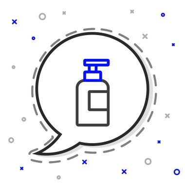 Beyaz arka planda izole edilmiş bir şampuan ikonu çizgisi. Renkli taslak konsepti. Vektör.