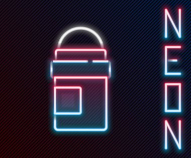 Parlayan neon hattı anti-terletici deodorant rulo ikonu siyah arkaplanda izole edildi. Vücut hijyeni için kozmetik. Renkli taslak konsepti. Vektör.