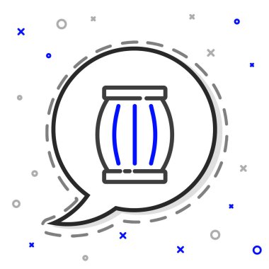 Çizgi barut namlusu simgesi beyaz arkaplanda izole edildi. TNT dinamit ahşap fıçı. Renkli taslak konsepti. Vektör.