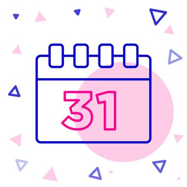 Cadılar Bayramı tarihi 31 Ekim olan çizgi takvimi beyaz arka planda izole edildi. Mutlu Cadılar Bayramı Partisi. Renkli taslak konsepti. Vektör.