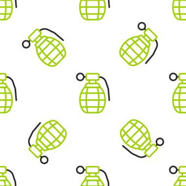 Çizgili El bombası ikonu beyaz arka planda kusursuz desen izole etti. Bomba patlaması. Vektör.