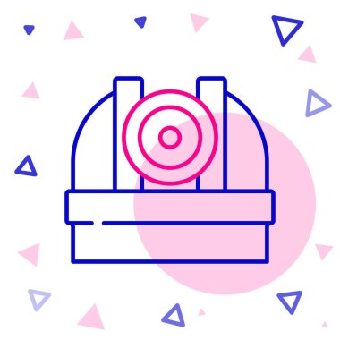 Çizgi Astronomik Gözlemevi simgesi beyaz arkaplanda izole edildi. Teleskoplu bir gözlemevi. Bilimsel kurum. Renkli taslak konsepti. Vektör.