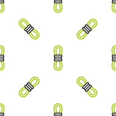 Çizgi tırmanma ipi simgesi beyaz arkaplanda izole edilmiş kusursuz desen. Olağanüstü bir spor. Spor malzemeleri. Vektör.