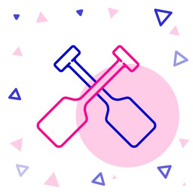 Line Paddle simgesi beyaz arkaplanda izole edildi. Kürek çekin. Renkli taslak konsepti. Vektör.