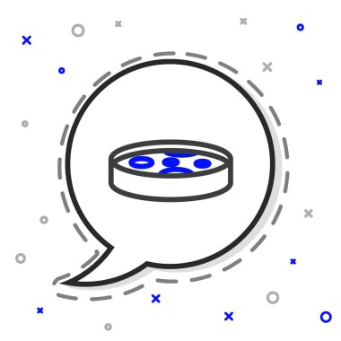 Beyaz arka planda izole edilmiş bakteri simgesi olan Petri hattı. Renkli taslak konsepti. Vektör.