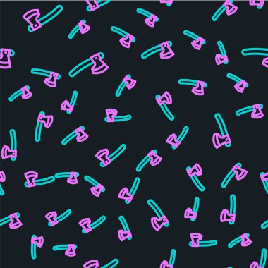 Tahta çizgili balta simgesi siyah arkaplanda izole edilmiş. Oduncu baltası. Vektör.