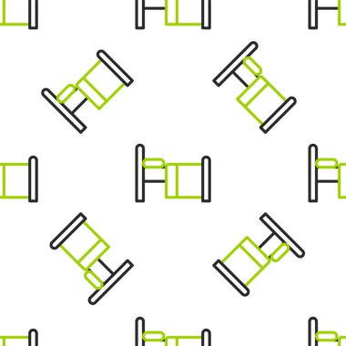 Line Hospital yatak ikonu beyaz arka planda izole edilmiş pürüzsüz desen. Vektör.